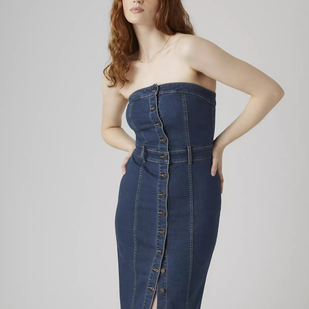 Levi's Blue Strapless Denim Dress